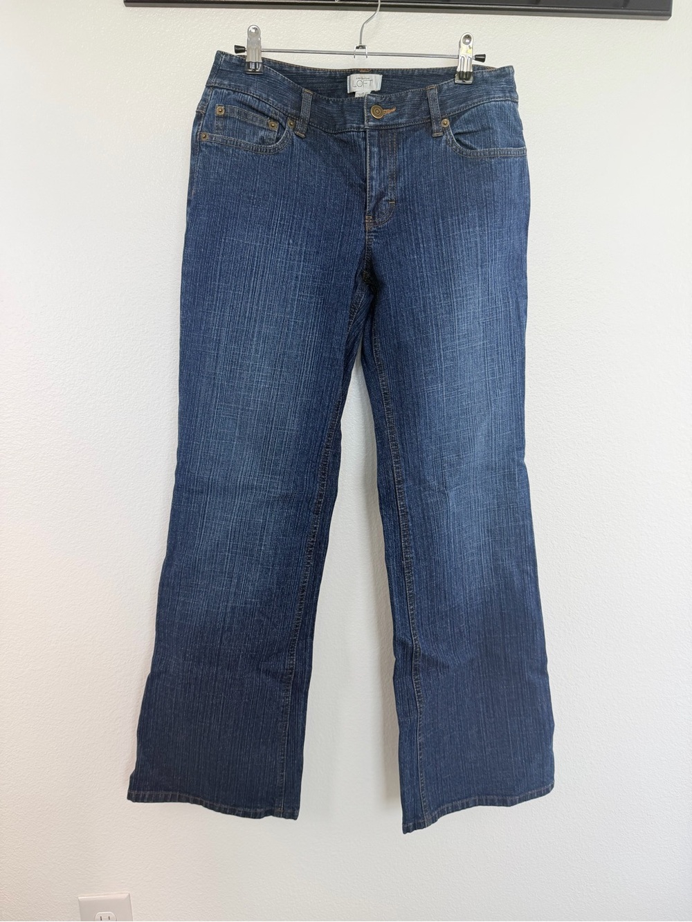 Ann Taylor LOFT Womens Flare Leg Jeans Dark Wash Low Rise 29X31